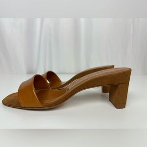 Loewe Caramel Brown Suede and Leather Mule Slide Sandals Sz 38